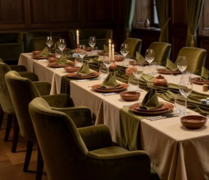 Elegancka restauracja w Warszawie z przygotowanym stołem do gry towarzyskiej