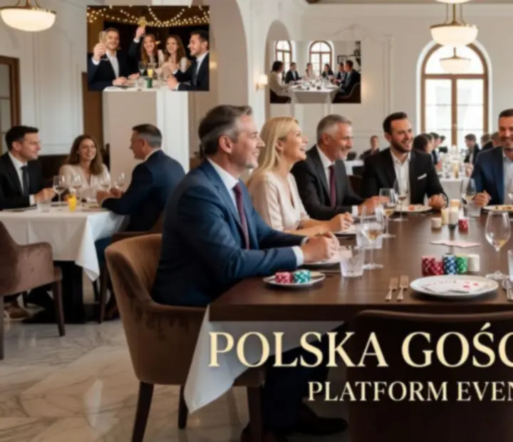 Kolaz eleganckich wnętrz restauracyjnych z wieczorem pokerowym jako atrakcją towarzyską