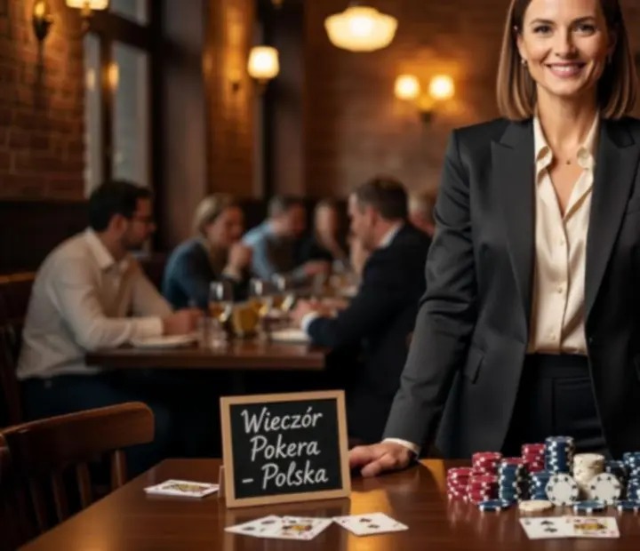 Portret gospodarza wieczoru prowadzącego elegancki wieczór w restauracji