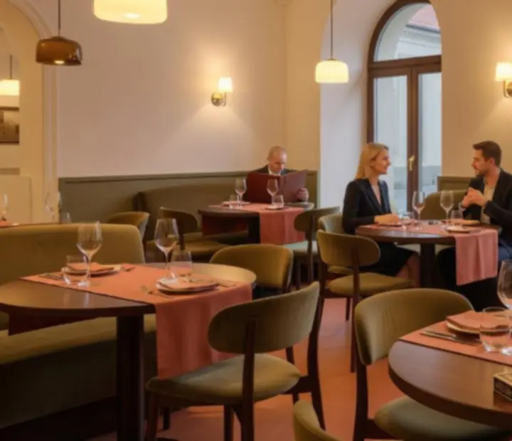 Eleganckie wnętrze restauracji w Polsce przygotowane na wieczór przy stoliku pokerowym.